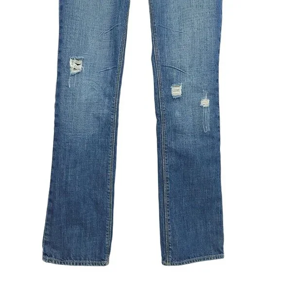 American Eagle 77 Straight Denim Jeans Womens Size 2R Distressed Medium Wash - Picture 5 of 14